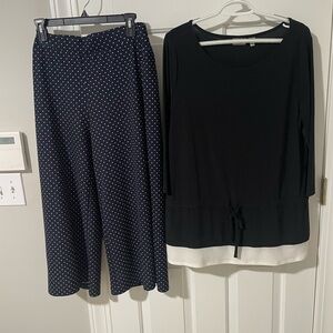 Isaac Mizrahi trending now  Black and White Polka Dot Wide Leg Pants large